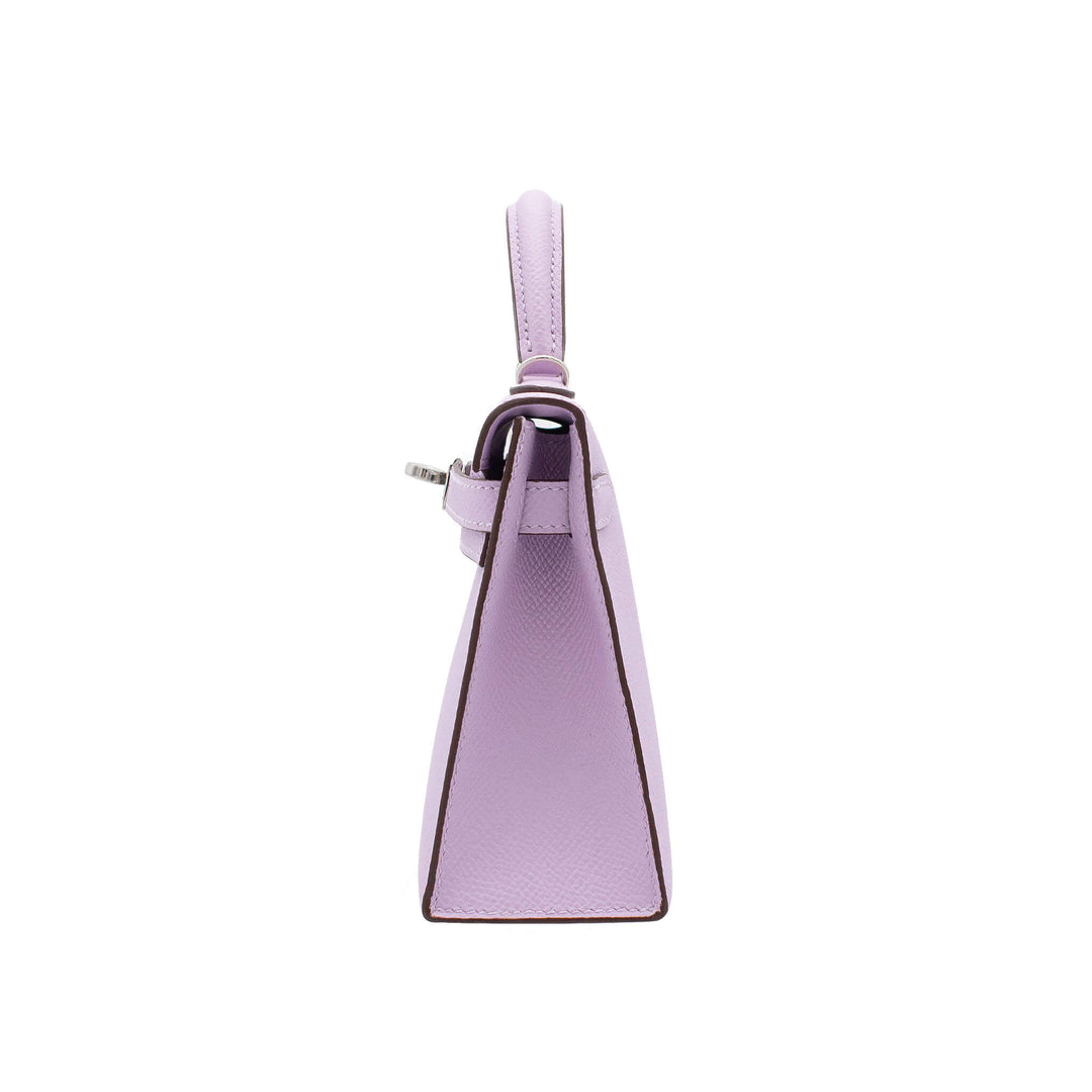 HERMÈS Mini Kelly Doll Guimauve Epsom Palladium Hardware (PHW) Stempel K