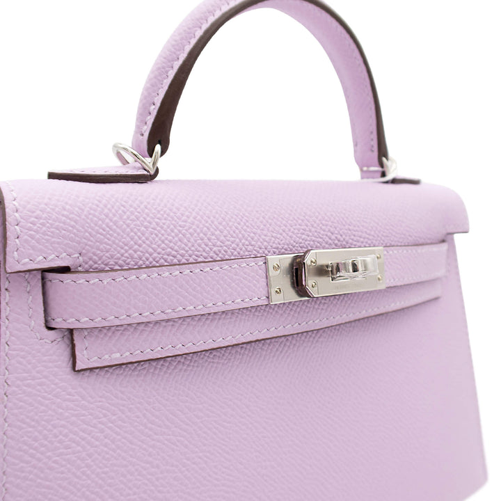 HERMÈS Mini Kelly Doll Guimauve Epsom Palladium Hardware (PHW) Stempel K