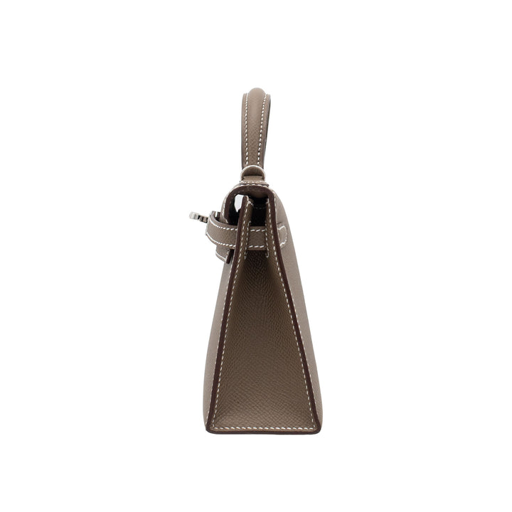 HERMES エルメス ミニケリー ドゥ エトゥープ エプソン シルバー金具 G刻印 - GINZA CELIA