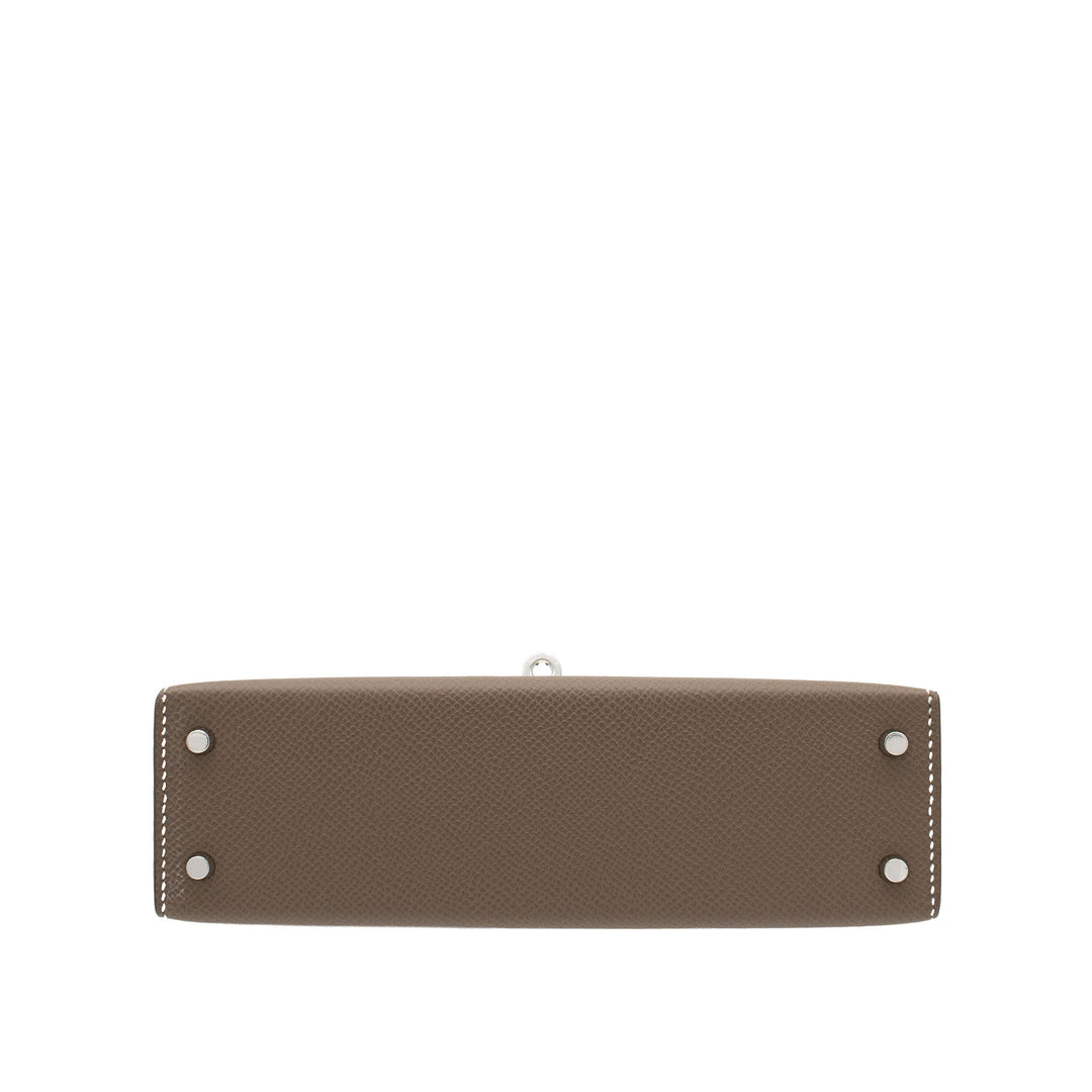 HERMES エルメス ミニケリー ドゥ エトゥープ エプソン シルバー金具 G刻印 - GINZA CELIA