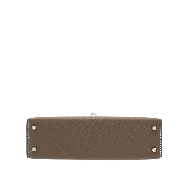 HERMES エルメス ミニケリー ドゥ エトゥープ エプソン シルバー金具 G刻印 - GINZA CELIA
