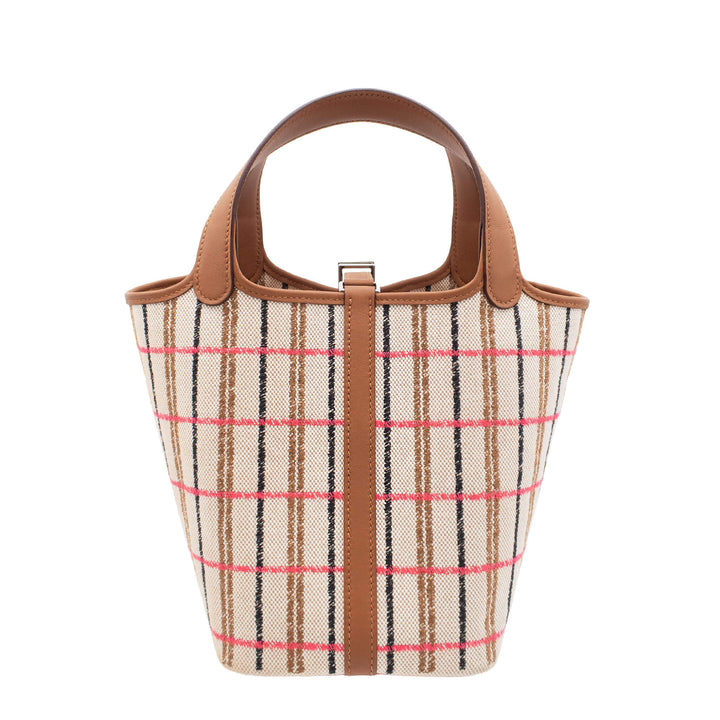 HERMÈS Picotin Lock18 Couverture Gold/Ecru Toile H/Swift PHW Stempel K