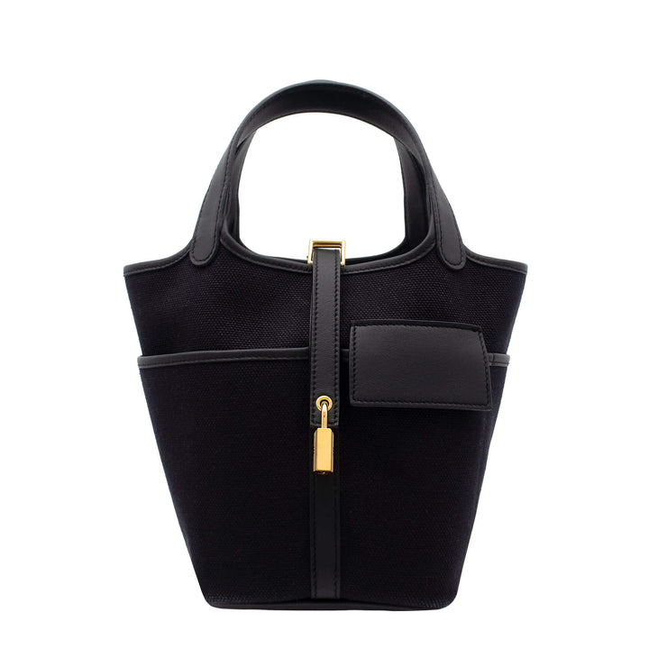 HERMES エルメス ピコタンロック18 カーゴ ブラック トワル/スイフト ゴールド金具 W刻印