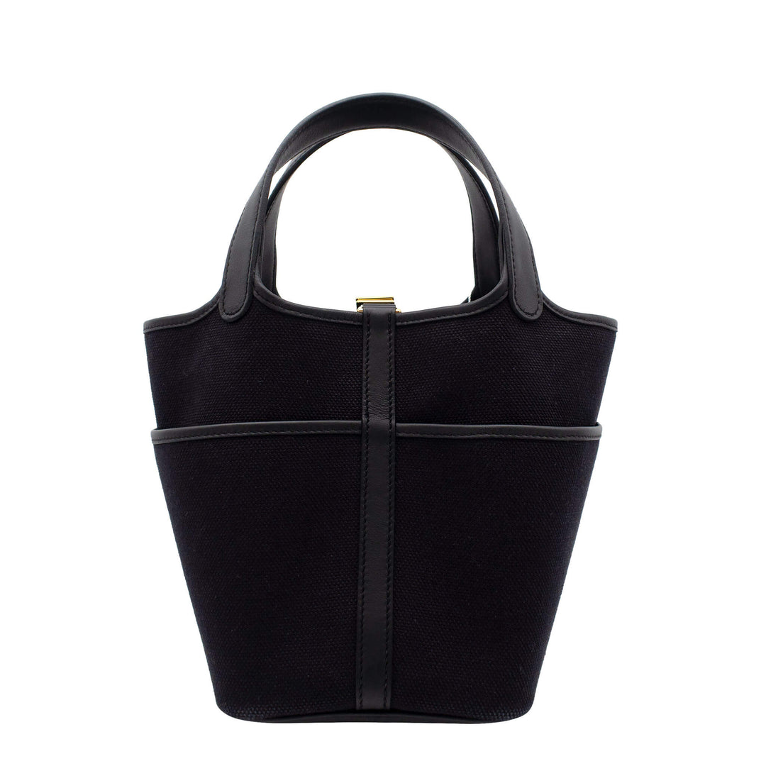 HERMES エルメス ピコタンロック18 カーゴ ブラック トワル/スイフト ゴールド金具 W刻印