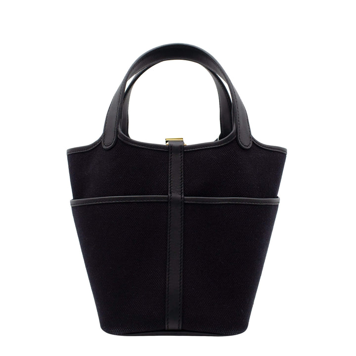 HERMES エルメス ピコタンロック18 カーゴ ブラック トワル/スイフト ゴールド金具 W刻印