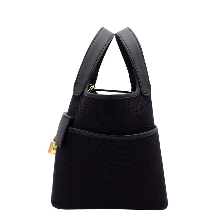 HERMES エルメス ピコタンロック18 カーゴ ブラック トワル/スイフト ゴールド金具 W刻印