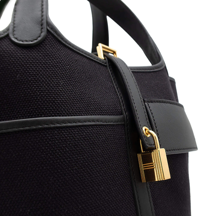 HERMES エルメス ピコタンロック18 カーゴ ブラック トワル/スイフト ゴールド金具 W刻印