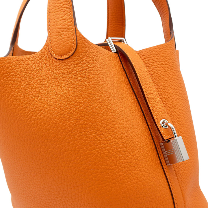 HERMÈS 愛馬仕 菜籃子18 愛馬仕橘 TC皮 銀釦 G刻