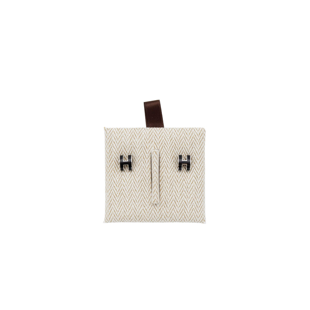HERMÈS 愛馬仕 Mini Pop H 耳環 黑色 銀釦