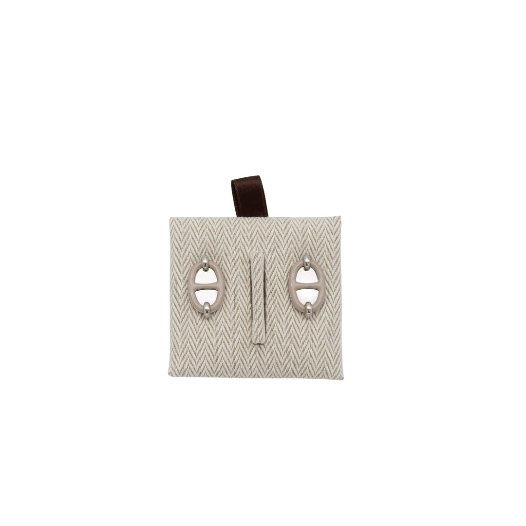 HERMÈS 愛馬仕 耳環 Mini Maillon 糖漬栗子色 銀釦
