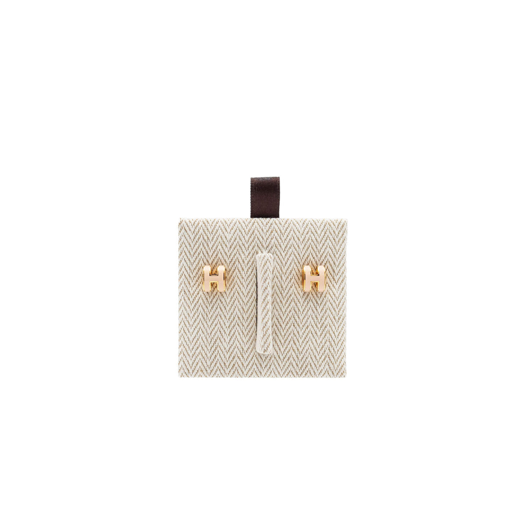 HERMÈS Anting Mini Pop H Rose Dragée Gold Hardware (GHW)