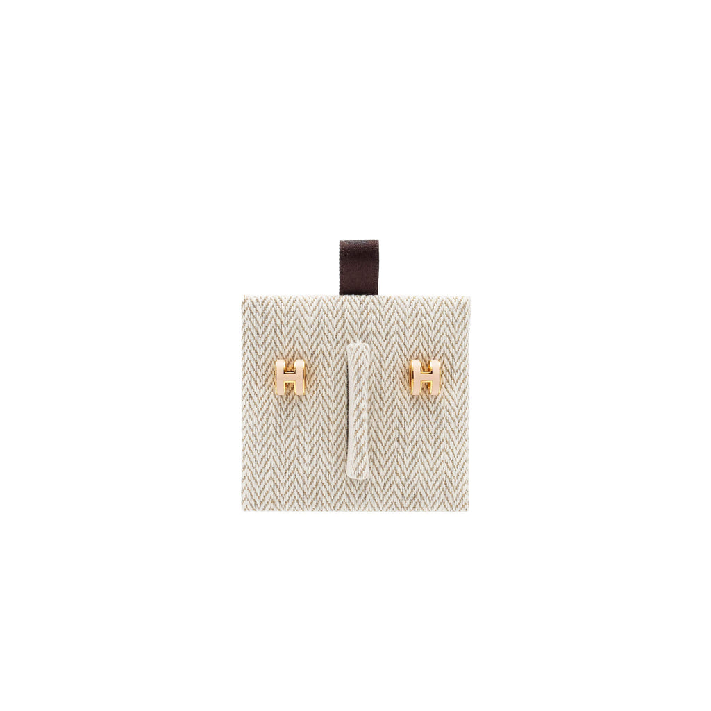 HERMES エルメス ピアス ミニ・ポップH ローズドラジェ ゴールド金具