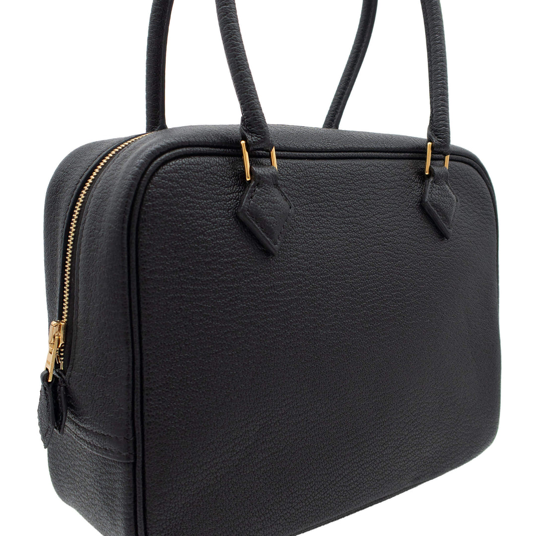 HERMÈS Plume Mini Black Chevre Mysore Gold Hardware (GHW) Stamp K