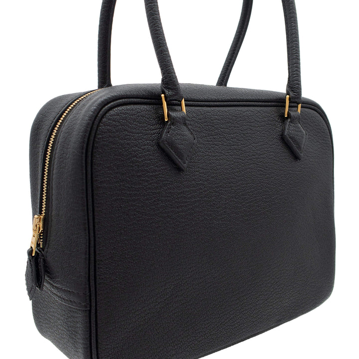 HERMÈS Plume Mini Black Chevre Mysore Gold Hardware (GHW) Stamp K