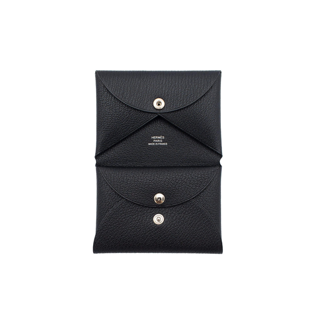 HERMES Calvi Duo Compact Noir Chevre Mysore Stempel W