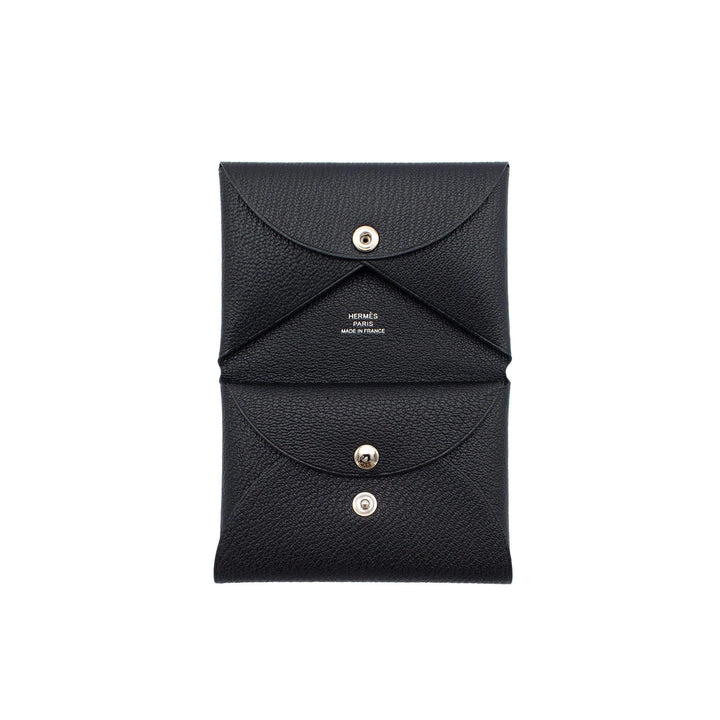 HERMES Calvi Duo Compact Noir Chevre Mysore Stempel W