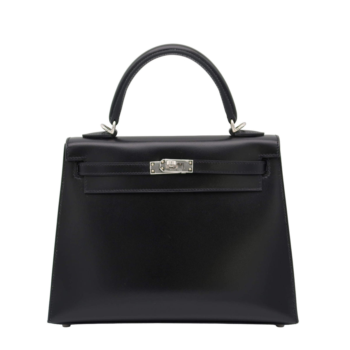 HERMES エルメス ケリー25 ブラック ボックスカーフ シルバー金具 G 