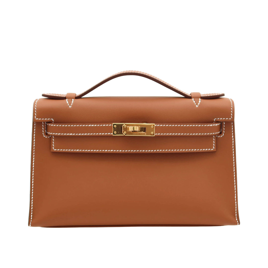 HERMÈS 愛馬仕 Mini Kelly 一代 金棕色 Swift皮 金釦 G刻