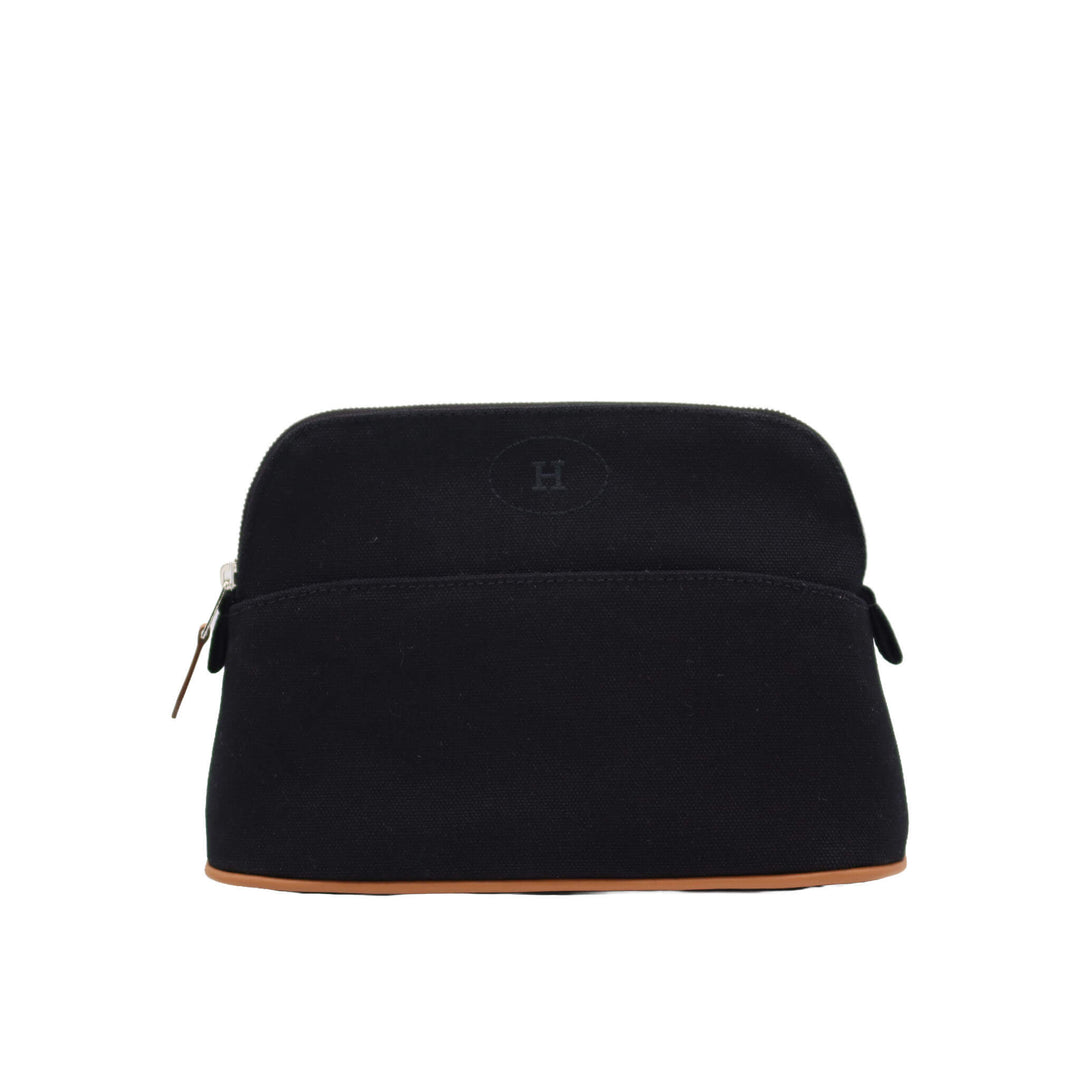 HERMES Bolide Mini Black Cotton Canvas  Pouch GINZA CELIA