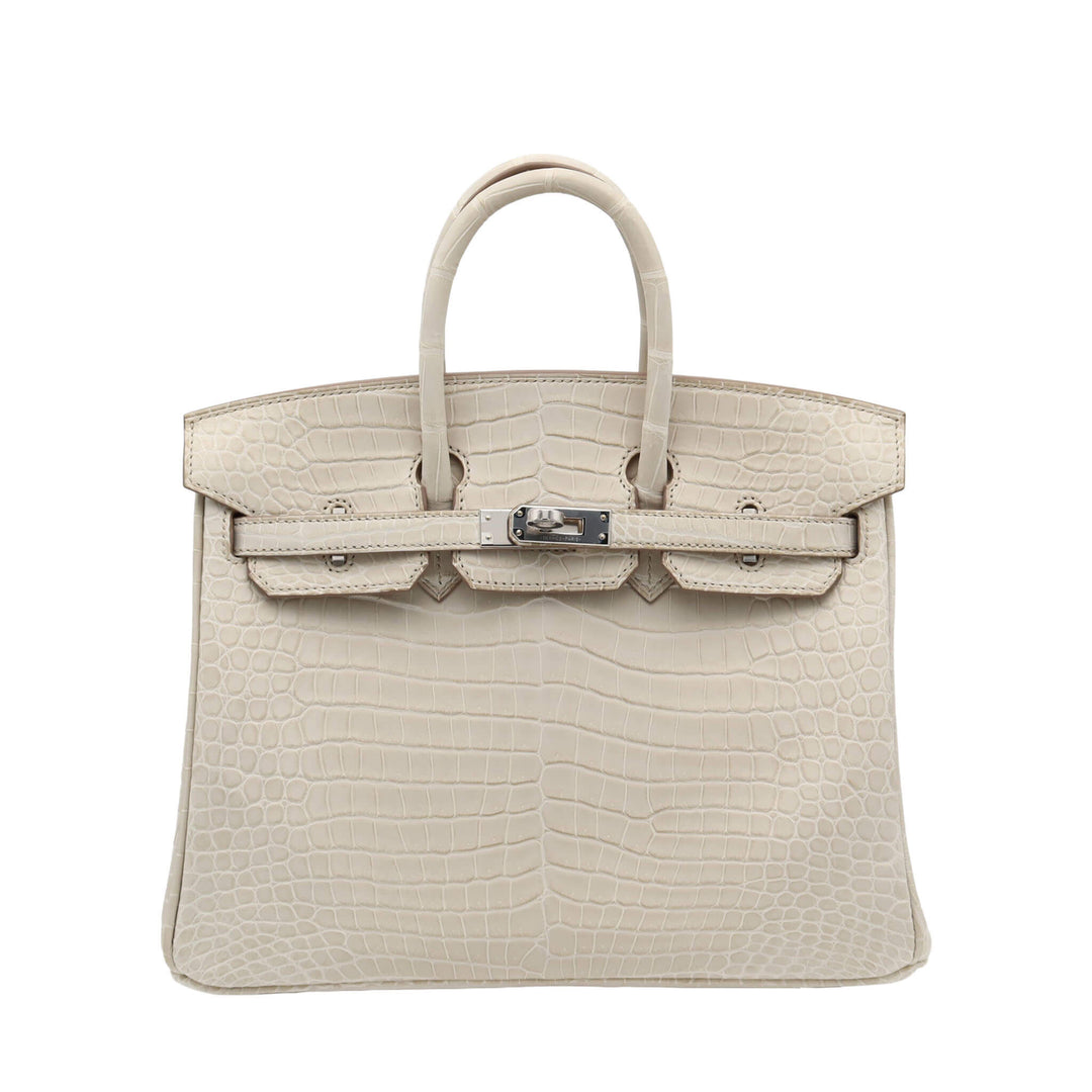 HERMES Birkin 25 Beton Matte Porosus Palladium  Hardware W Stamp - GINZA CELIA
