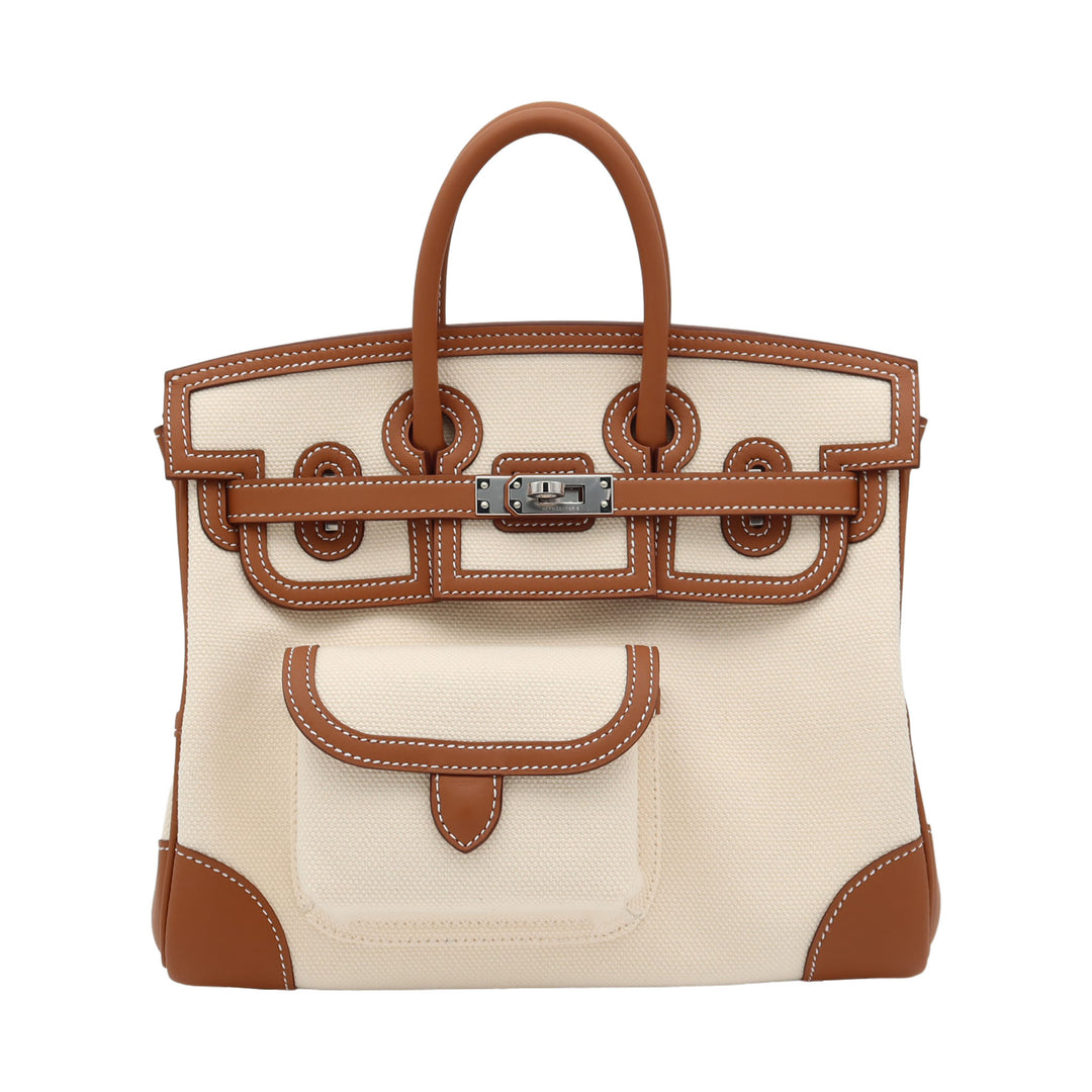 HERMES Birkin 25  Cargo Nata GoldElan Swift Palladium  Hardware K Stamp - GINZA CELIA