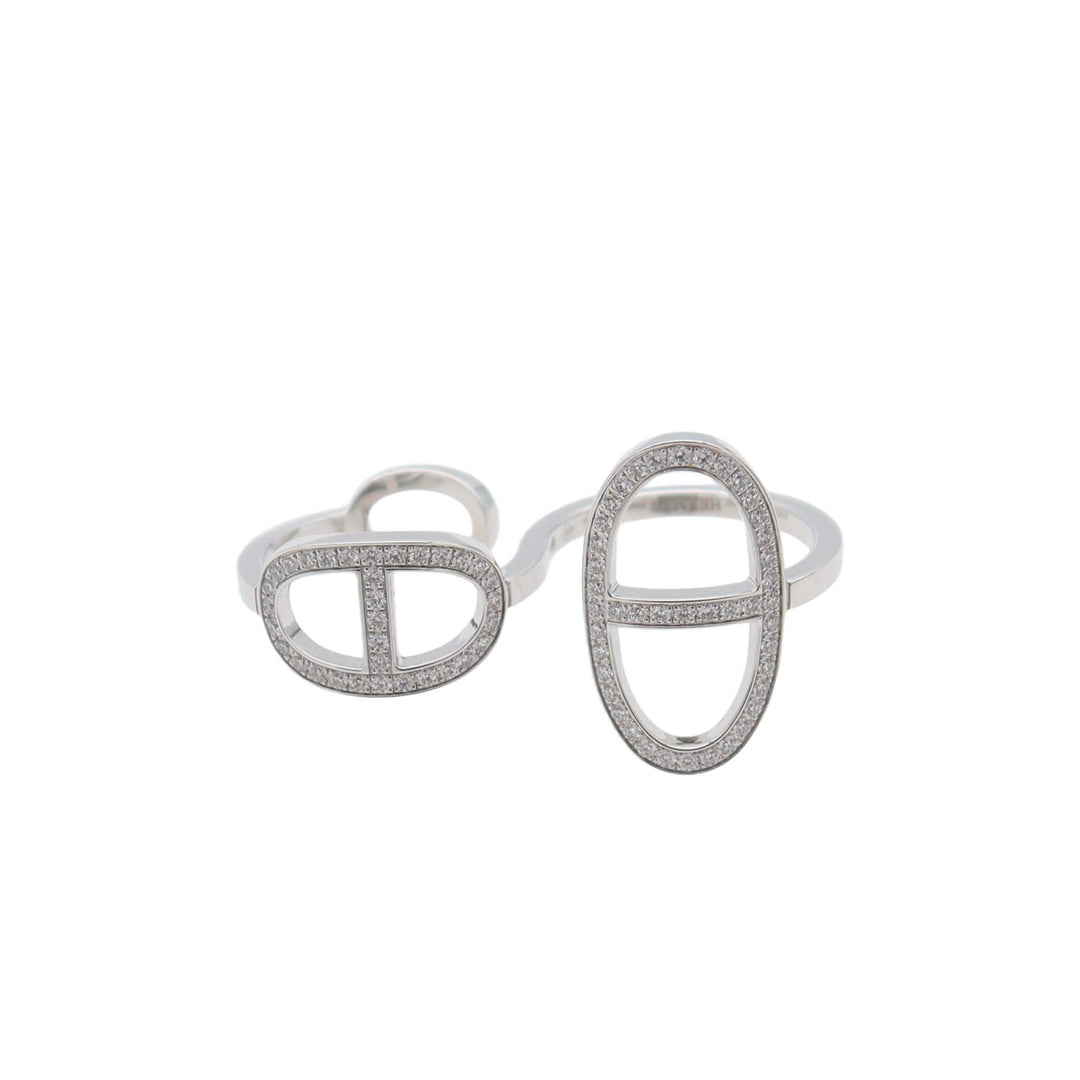 HERMES Hermes  Ring  Chaîne d'Ancre  Contour  Double Finger Gold Diamond