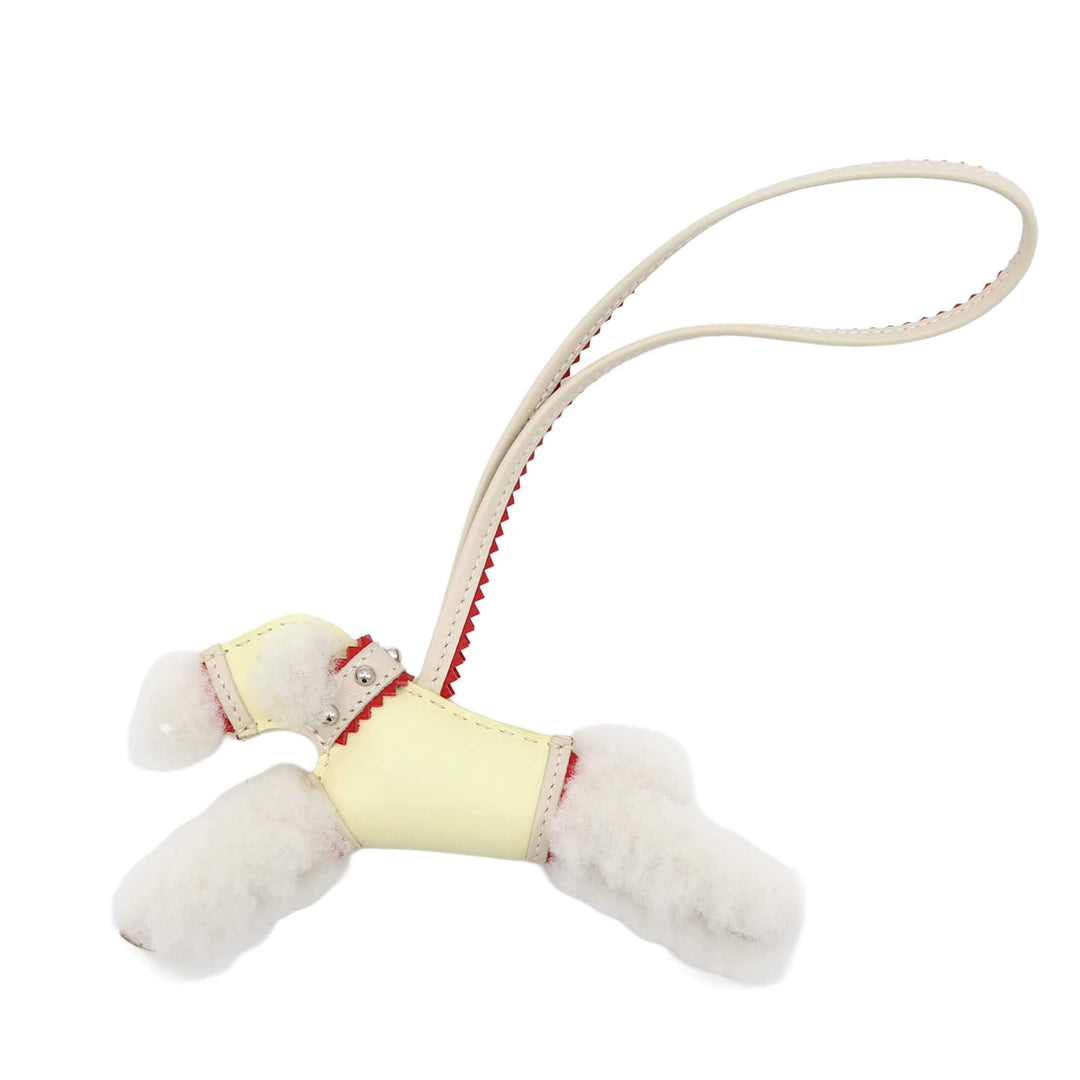 HERMES  Charm Buddy with Collar  Jaune Milton Craie Rouge Radieux - Palladium  Hardware K Stamp