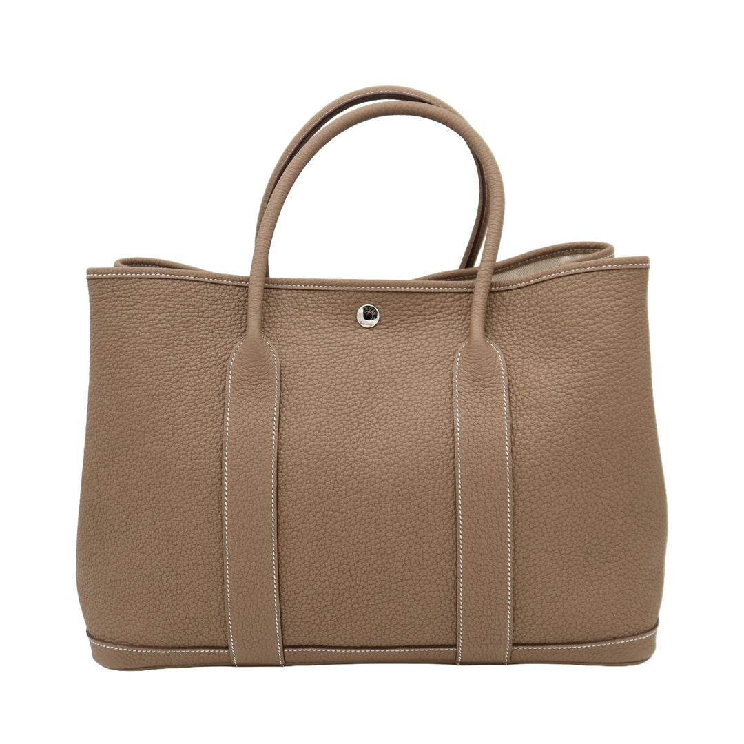 HERMES Garden Party PM EtoupeCraie leather Palladium  HardwareStamp - GINZA CELIA