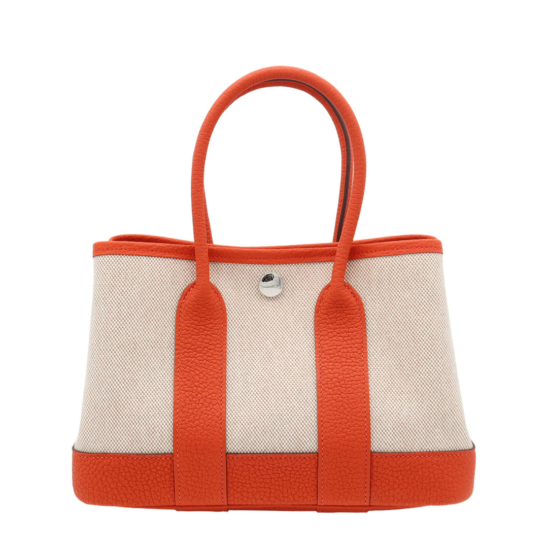 HERMES Garden Party Neo Ecru Beige Capucines  Toile  Ash Negonda Palladium  Hardware K Stamp - GINZA CELIA