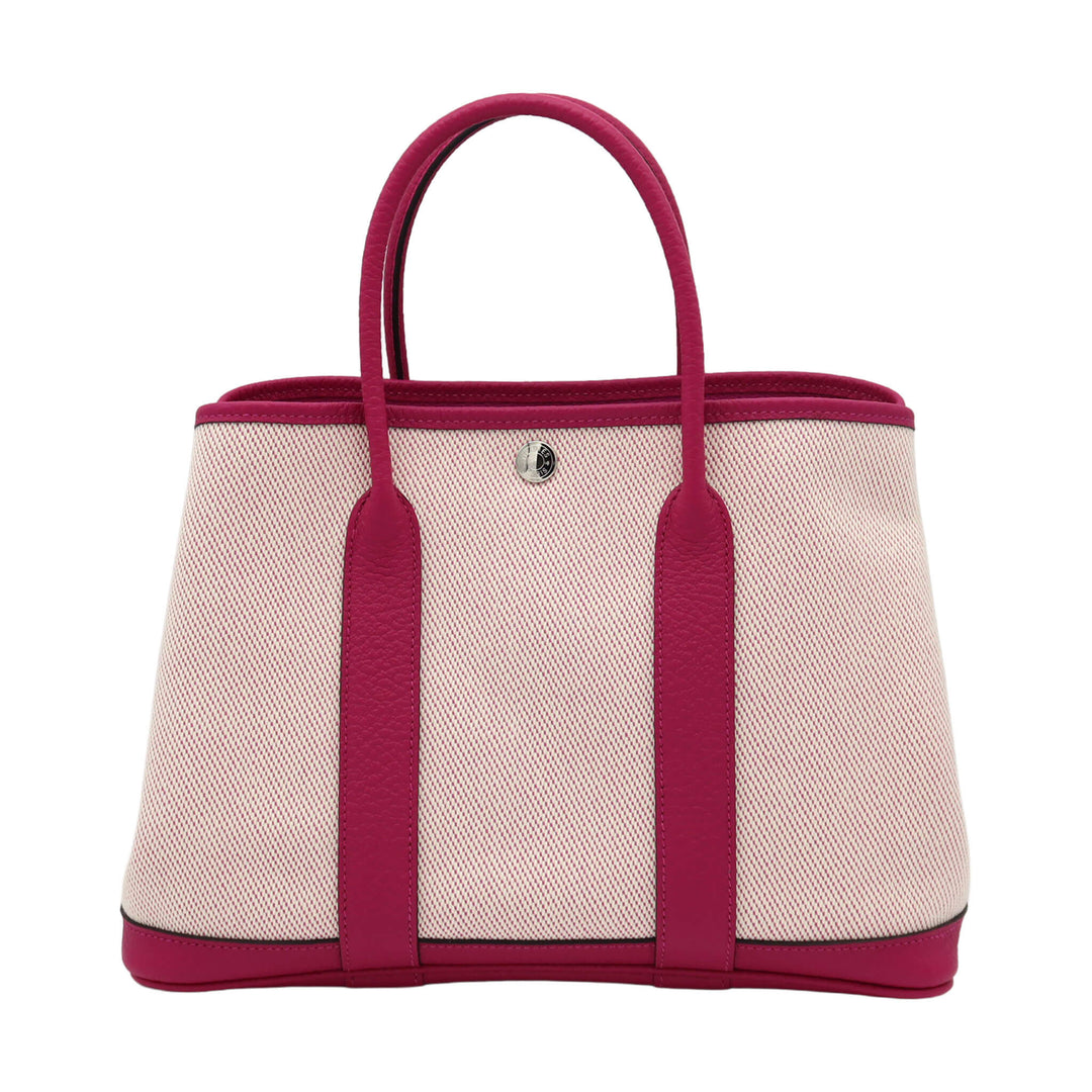 HERMES  Garden Party 30  Rose Purple  Toile Country Palladium  Hardware C Stamp - GINZA CELIA