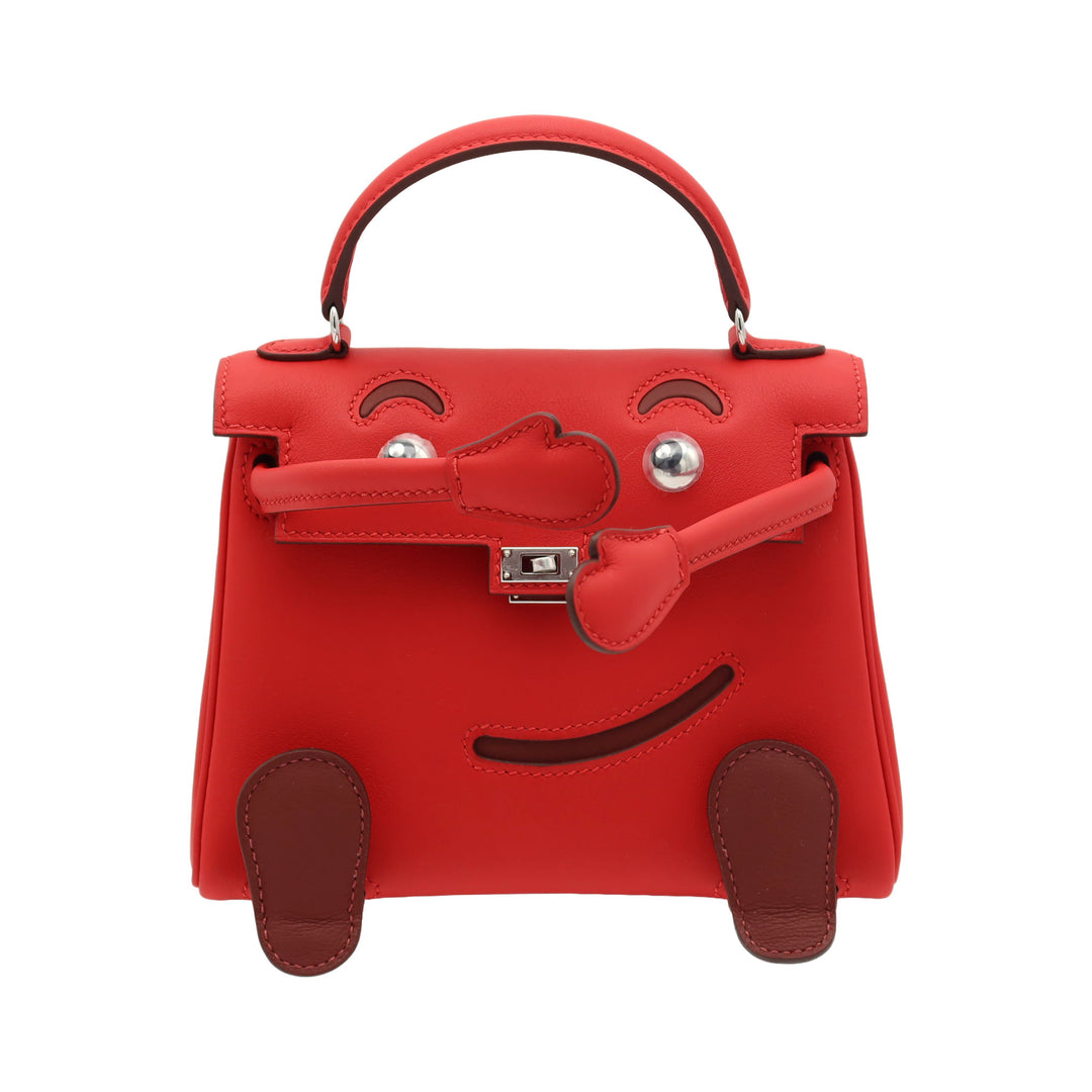 HERMES Kelly doll Rouge Radieux Rouge H Swift Palladium  Hardware K Stamp - GINZA CELIA