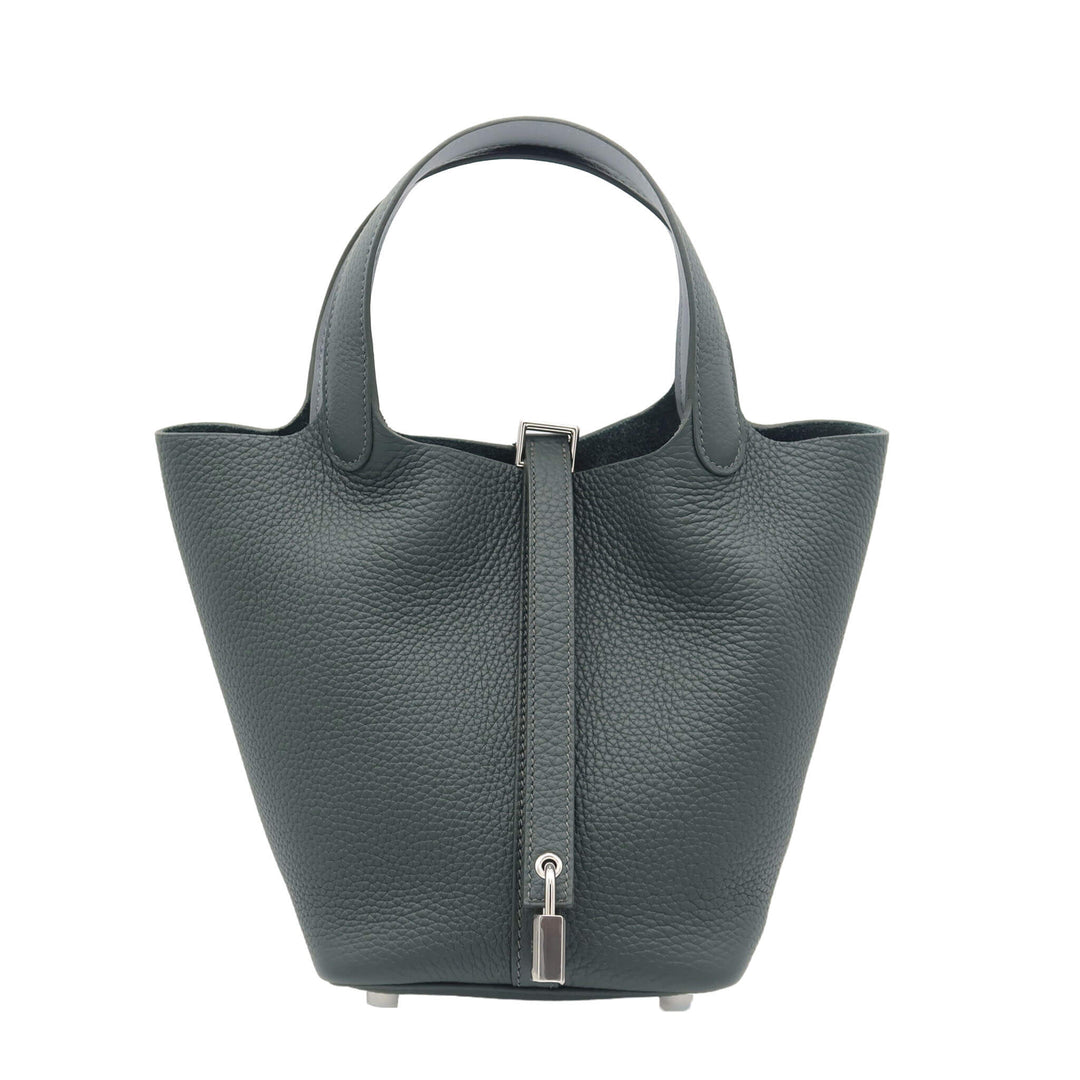 HERMES Picotin 18  Pearl Gray  Veil Mangrove Craie Swift Palladium  Hardware Stamp GINZA CELIA