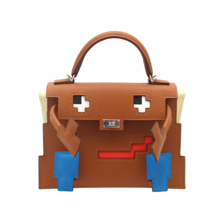 HERMES Kelly doll Pictogram Gold Bleu Zanzibar Orange Field Jaune Milton  Epson Palladium  Hardware K Stamp