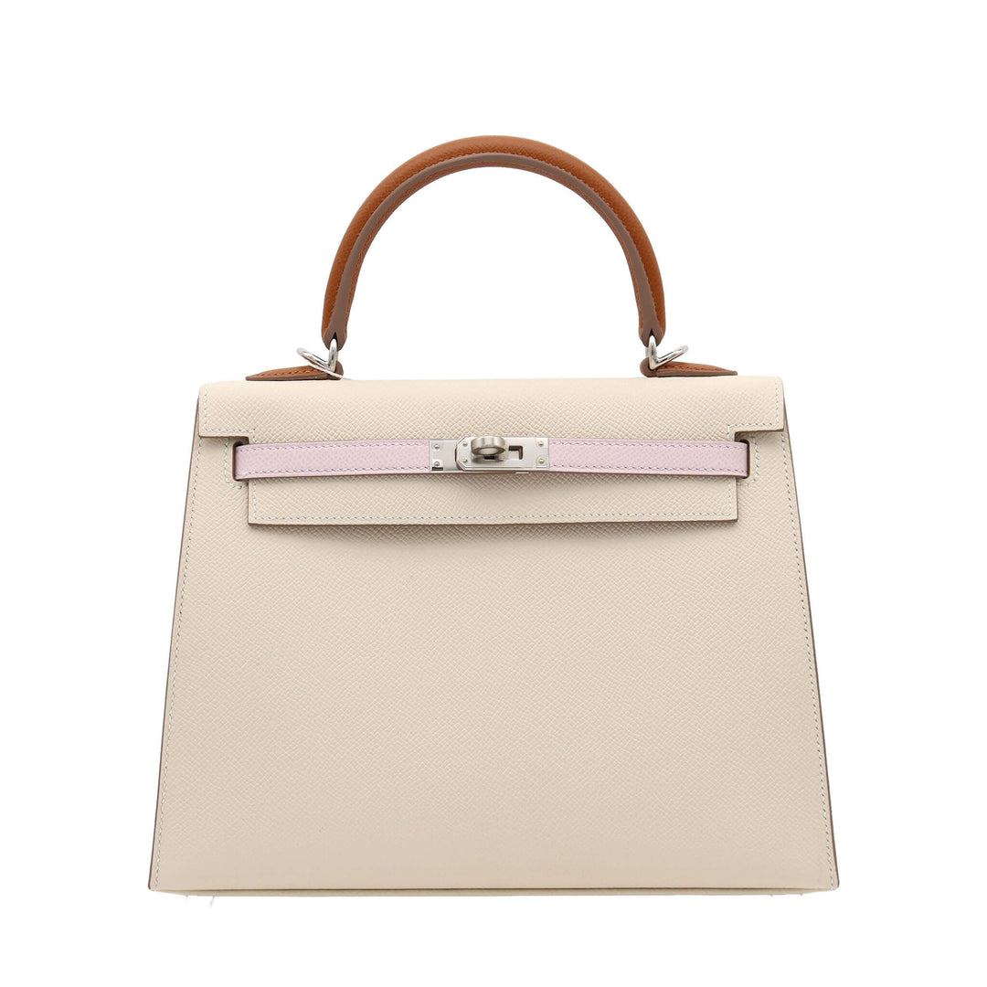 HERMES Kelly 25 SellierMauve Pale Pale/ GoldPalladium  HardwareStamp - GINZA CELIA
