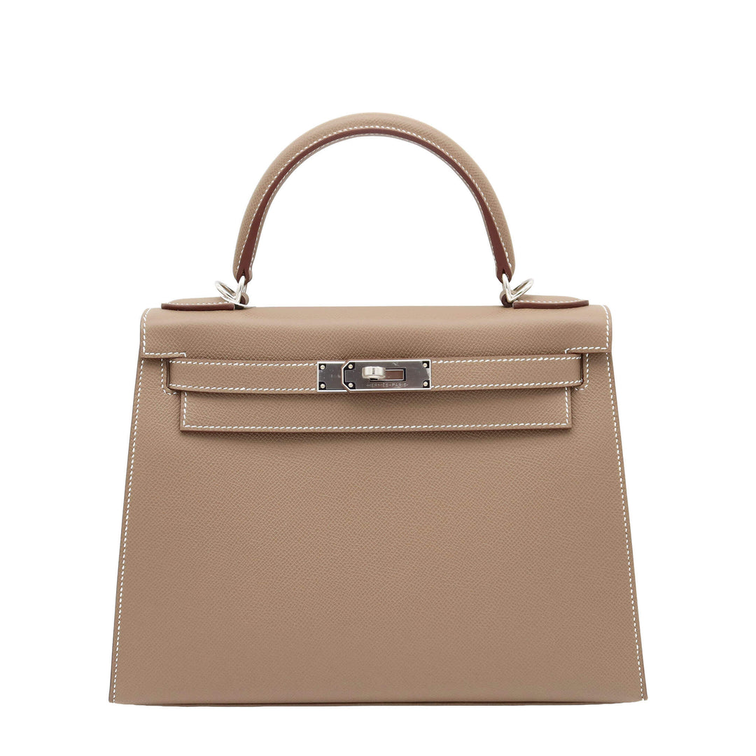 HERMES Kelly 25 Sell Sellier Et Etoupe Eps Palladium  HardwareStamp - GINZA CELIA