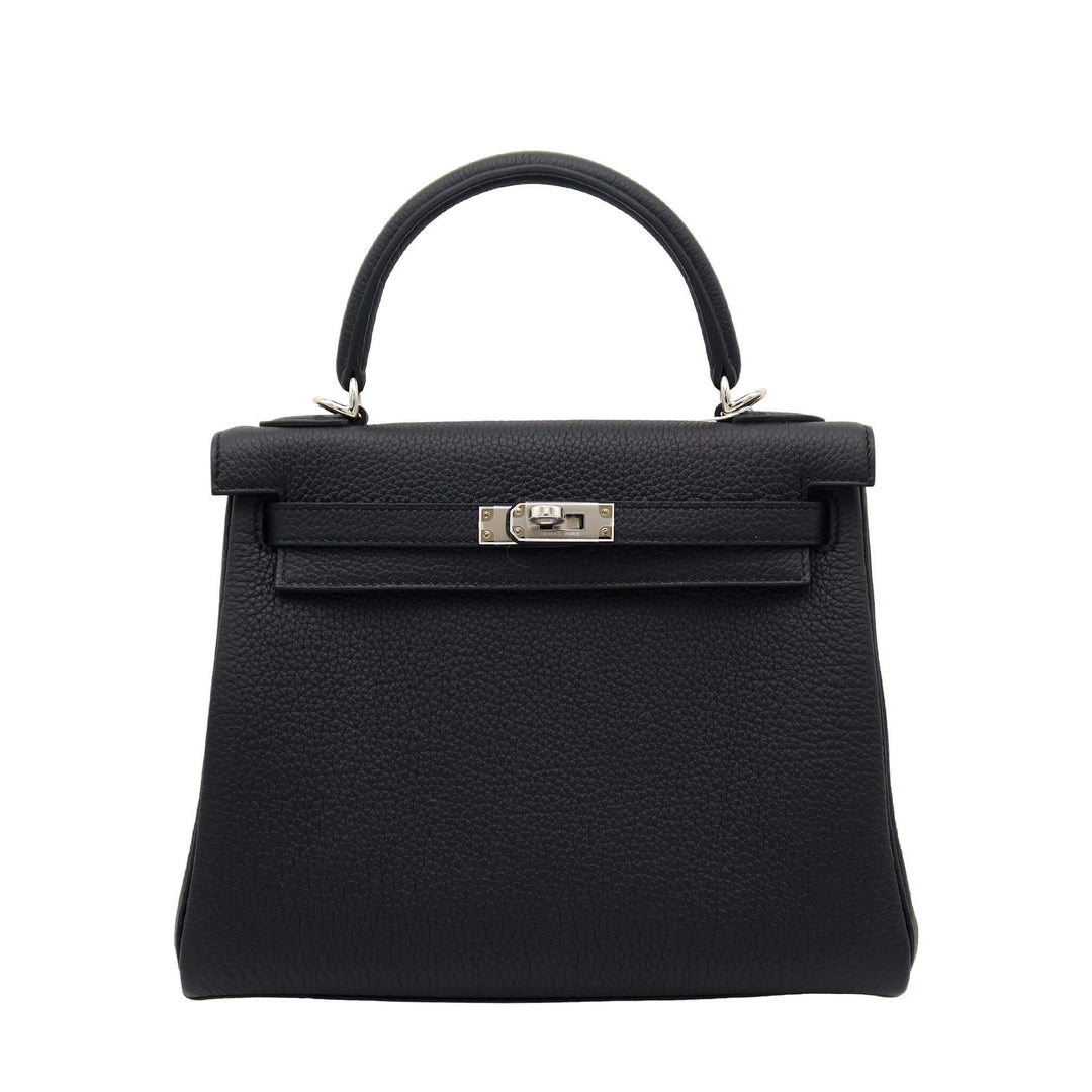 HERMES Kelly 25 Black Togo Palladium  HardwareStamp - GINZA CELIA