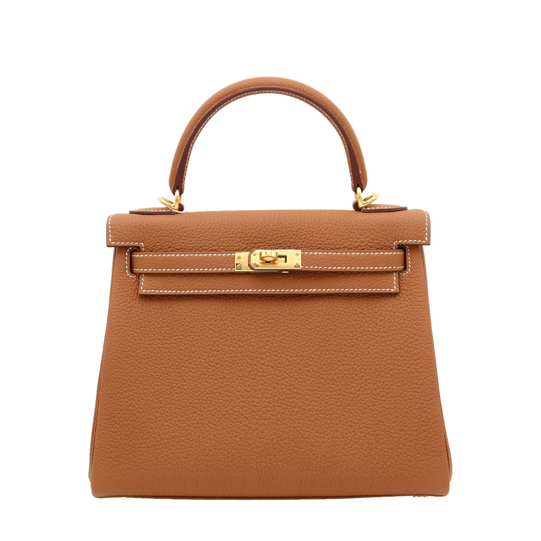 HERMES Kelly 25 Gold Togo Leather Gold  HardwareStamp - GINZA CELIA