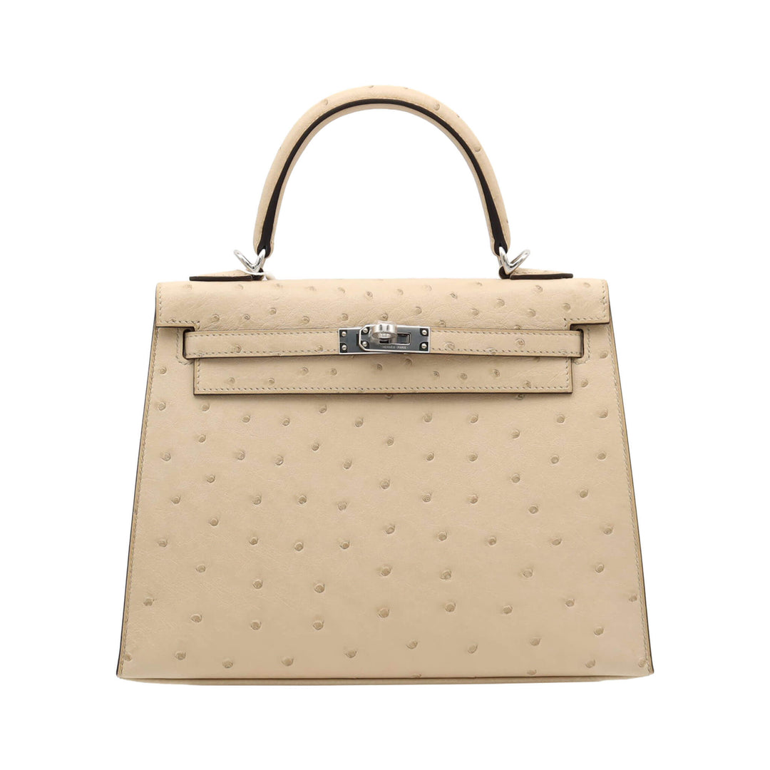 HERMES Kelly 25 SellierParcheminPalladium  HardwareStamp - GINZA CELIA