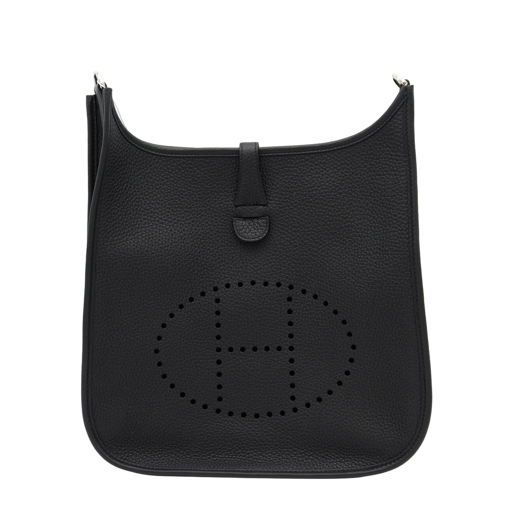 HERMES Evelyne PM BlackCraie Leather Palladium  HardwareStamp - GINZA CELIA