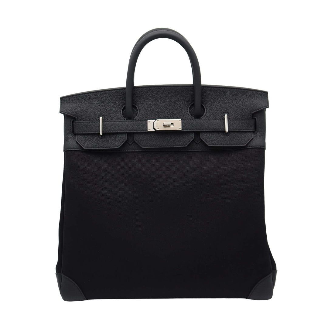 HERMES Hermès Haut à Courroies HAC HAC40 Black Twill/Evergrain Palladium  HardwareStamp - GINZA CELIA