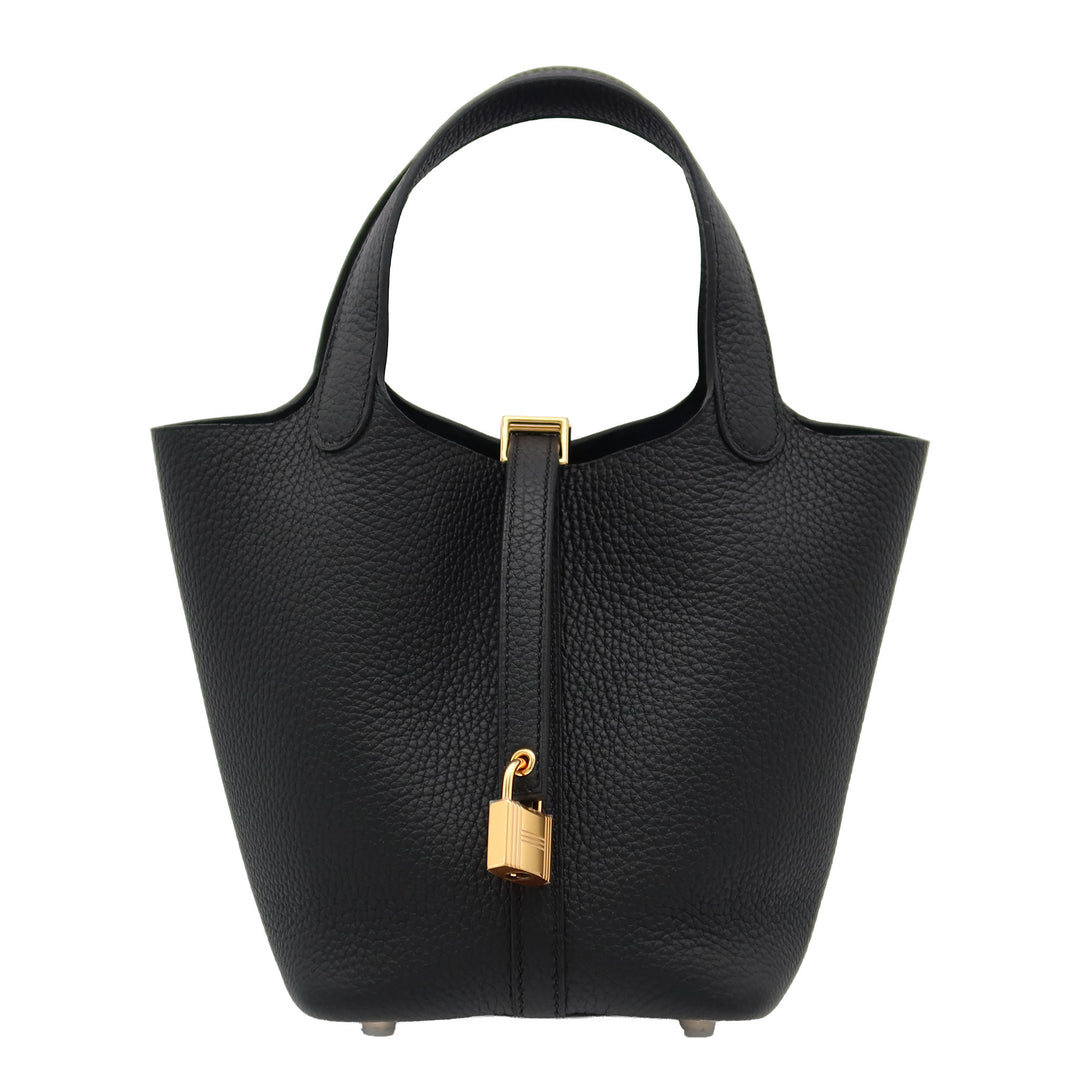 HERMÈS   Hermès Picotin Lock 18 Black  Taurillon CraieGold HardwareStamp - GINZA CELIA