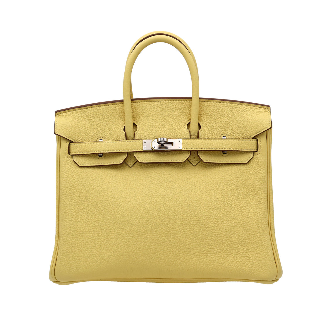 HERMES Birkin 25  Jaune Poussin  Togo Palladium  HardwareStamp - GINZA CELIA