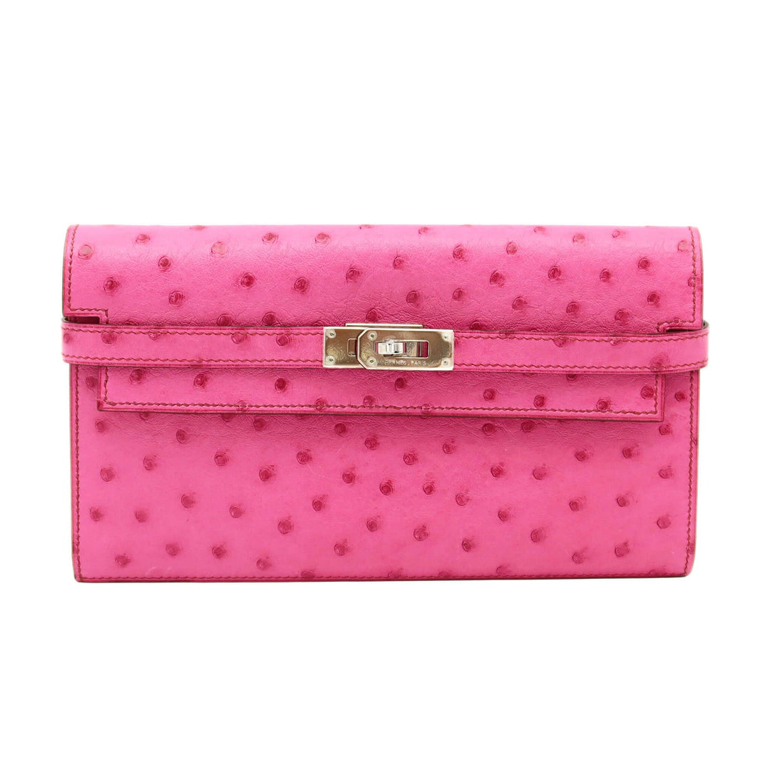 HERMÈS Kelly Wallet Fuschia Pink Palladium  HardwareStamp - GINZA CELIA