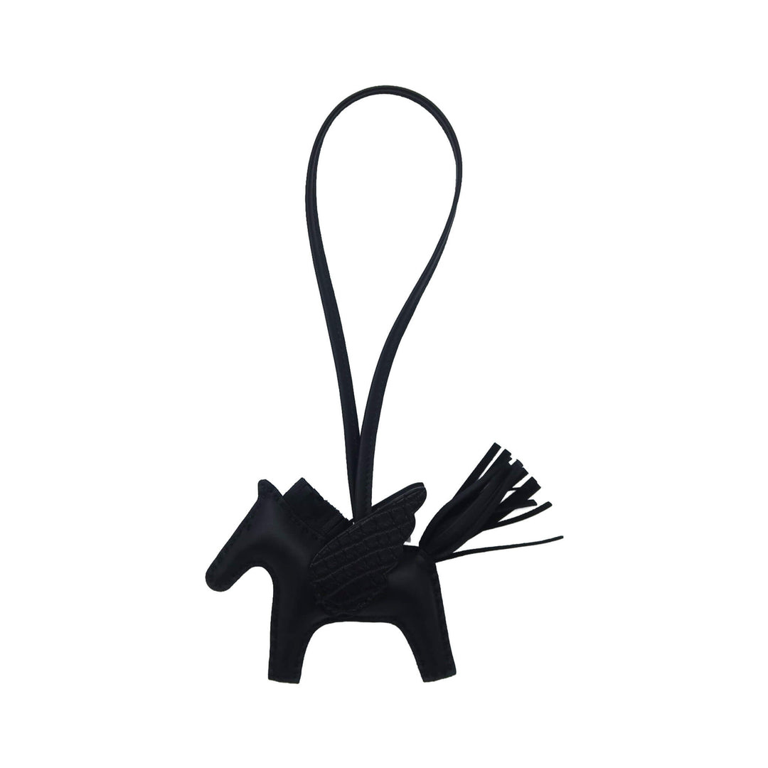 HERMES 愛馬仕 挂件  羅德奧  飛馬 Touch PM 黑色 Agneau Milo 霧面短吻鰐魚皮 K刻