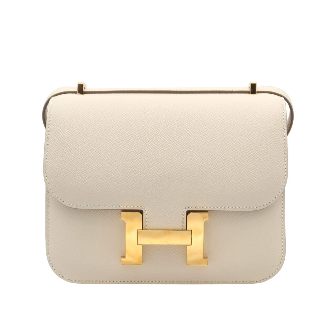 HERMES 愛馬仕 Constance 19 Mirror 10奶昔白 Epsom皮 金扣 W刻