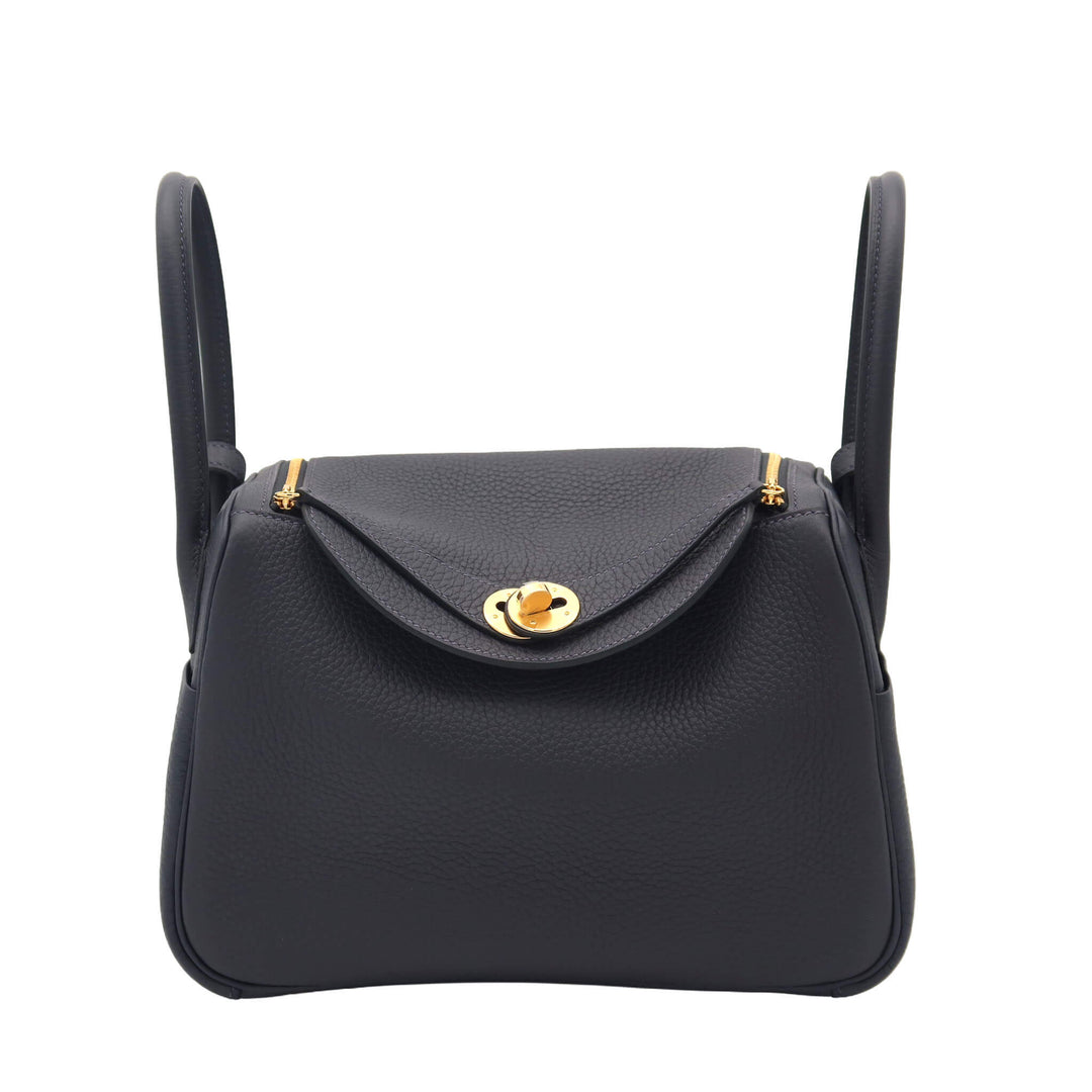 HERMES 愛馬仕 Lindy 26 3Y 水冰藍 TC皮 金扣 K刻