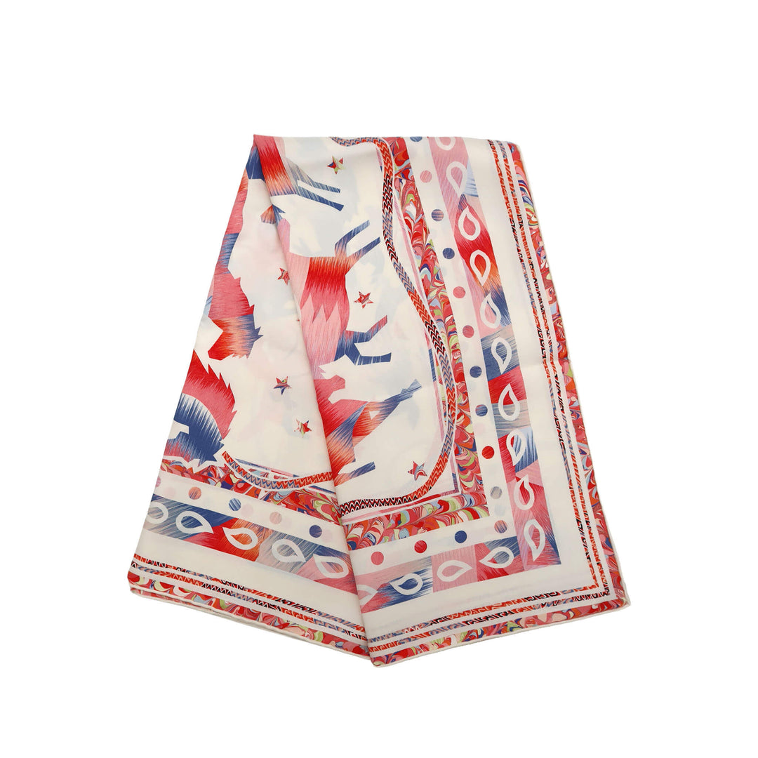 HERMES 愛馬仕 方巾 90《野生馬》大理石紋絲綢