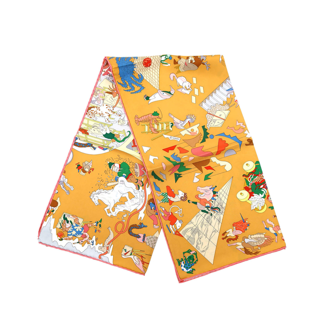 HERMES 愛馬仕 方巾 90  アカデミア イピカ 天青蓝7G 黃色  多色