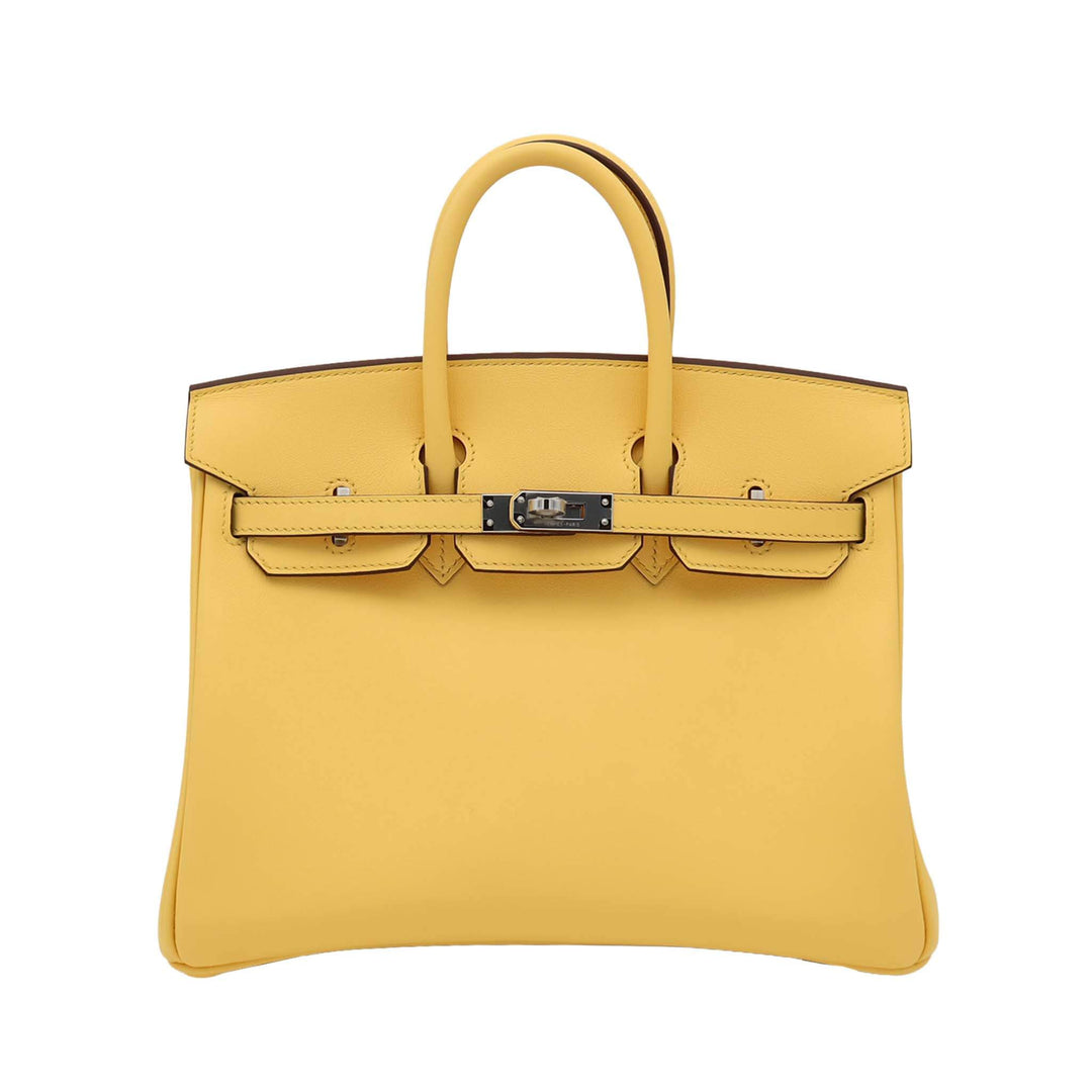HERMES 愛馬仕 Birkin黃色芒果 Swift皮 銀扣 K刻