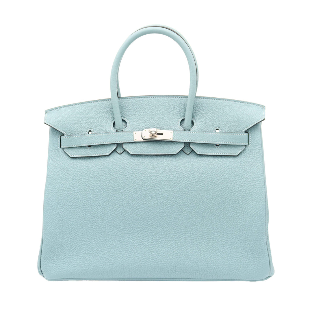 HERMES 愛馬仕 Birkin 35 天青蓝7G Togo皮 銀扣 □M刻 - GINZA CELIA